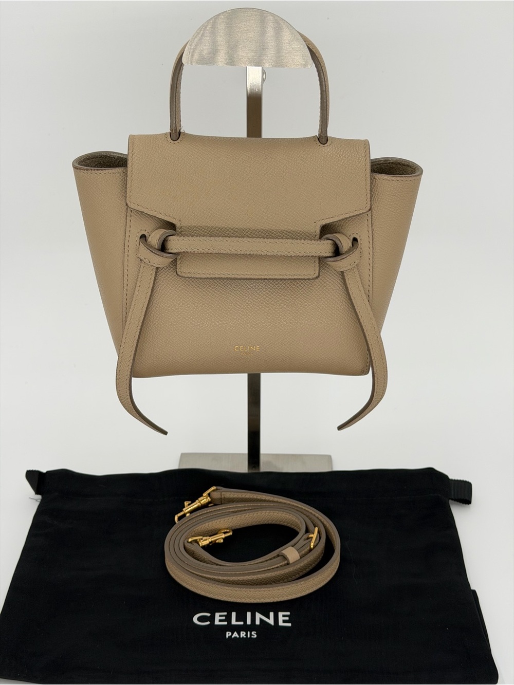 Celine Belt Bag Pico Two-Way in Taupe Great Condition w/Strap, Dust Bag, and COA